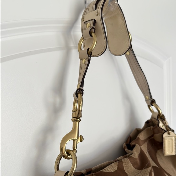 Coach Brown Monogram Shoulder Bag with Gold Hardware - Picture 6 of 13
